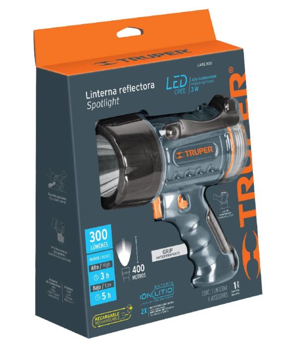 L?MPARA RECARGABLE DE LED ALTA POTENCIA 300 LM 7 W TRUPER