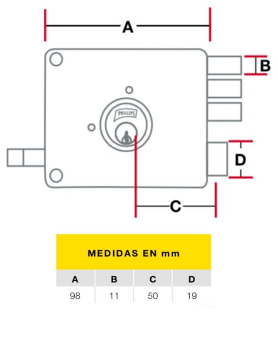 CERRADURA DE SOBREPONER 2250 PHILLIPS