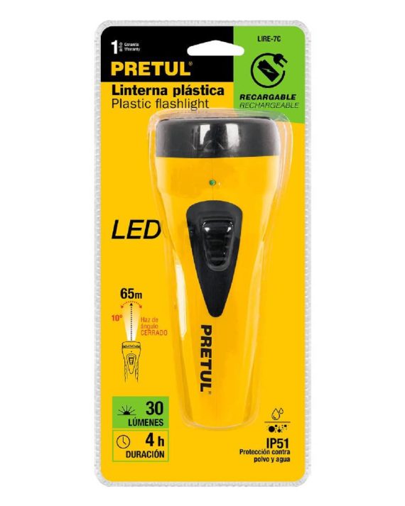 LINTERNA RECARGABLE DE LED 30 L?MENES PRETUL