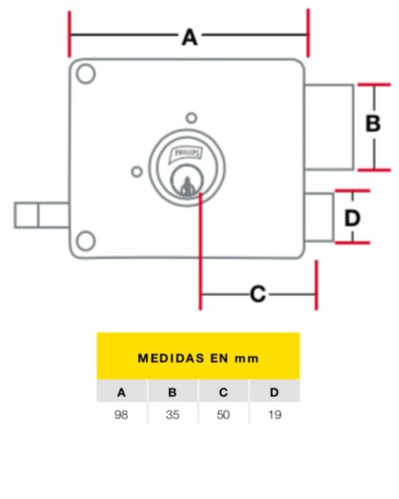 CERRADURA DE SOBREPONER 650 PHILLIPS
