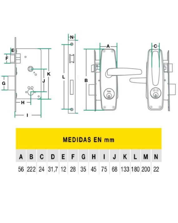 CERRADURA DE EMBUTIR L370 CLASICA YALE