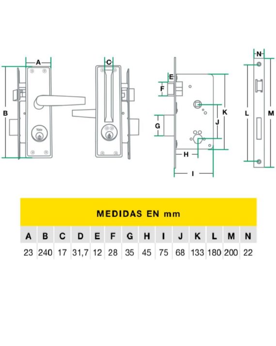 CERRADURA DE EMBUTIR L370 LISBOA YALE