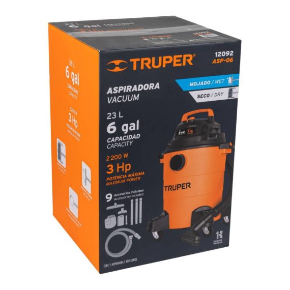 ASPIRADORA PLASTICA DE SOLIDOS Y LIQUIDOS 6 gal TRUPPER