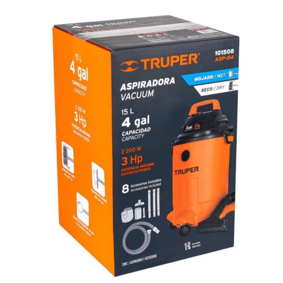 ASPIRADORA PLASTICA DE SOLIDOS Y LIQUIDOS 4 gal TRUPPER