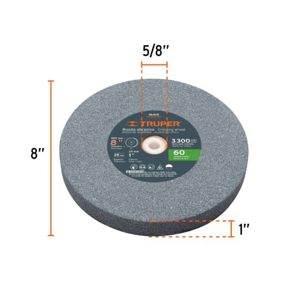 ESMERIL DE BANCO DE 8" DE 3/4 HP. TRUPER