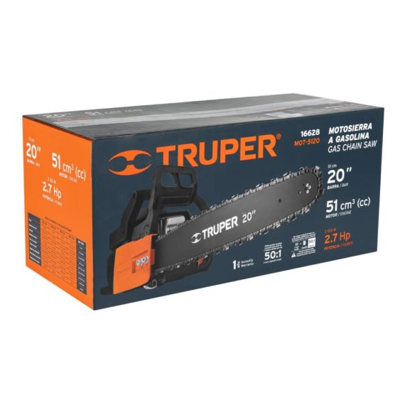 MOTOSIERRA 51CC GASOLINA CON BARRA DE 20". TRUPER