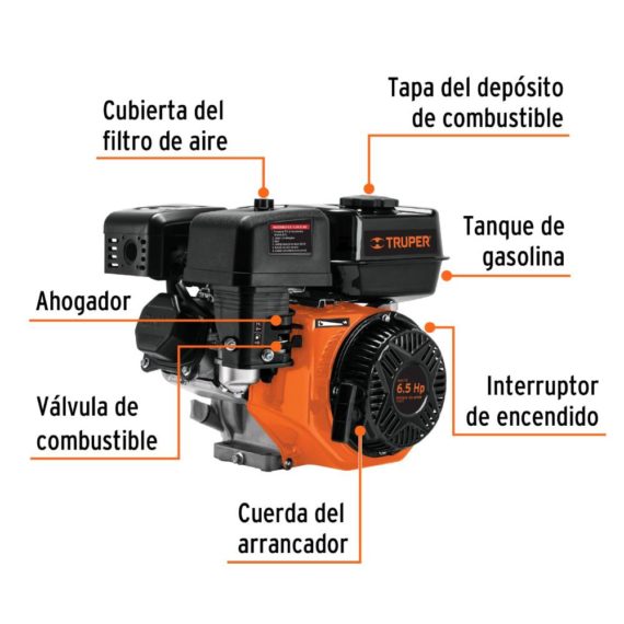 MOTOR A GASOLINA 6.5HP. TRUPER
