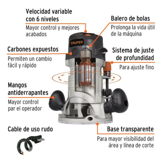 ROUTER 1440W 2HP INDUSTRIAL. TRUPER